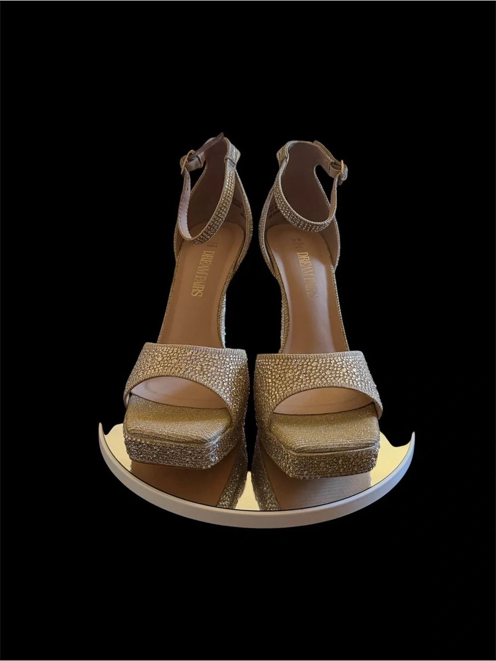 Dream Pairs Gold Glitter Platform Sandal with Ankle Strap